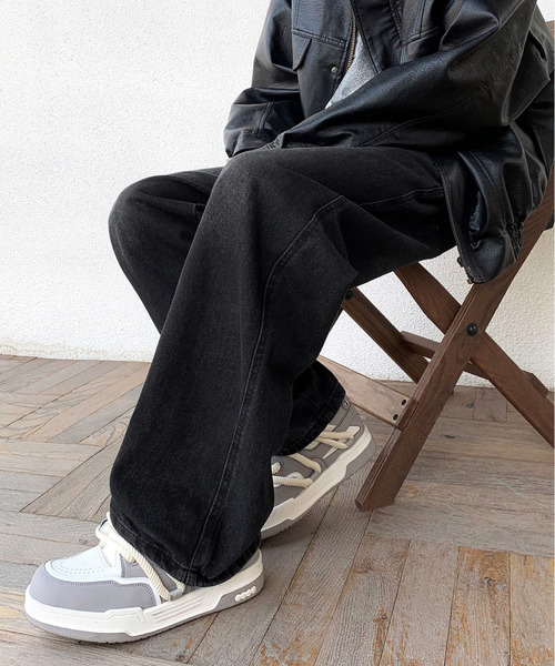 neos（ネオス）の「【neos】ルーズシルエット ビンテージウォッシュ リラックス ワイド イージー デニム パンツ（デニムパンツ・メンズ・グレー/サックスブルー/ブラック/ネイビー・X-LARGE/LARGE/MEDIUM）」の8枚目の写真