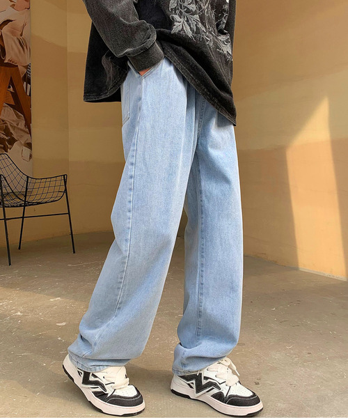 neos（ネオス）の「【neos】ルーズシルエット ビンテージウォッシュ リラックス ワイド イージー デニム パンツ（デニムパンツ・メンズ・グレー/サックスブルー/ブラック/ネイビー・X-LARGE/LARGE/MEDIUM）」の5枚目の写真