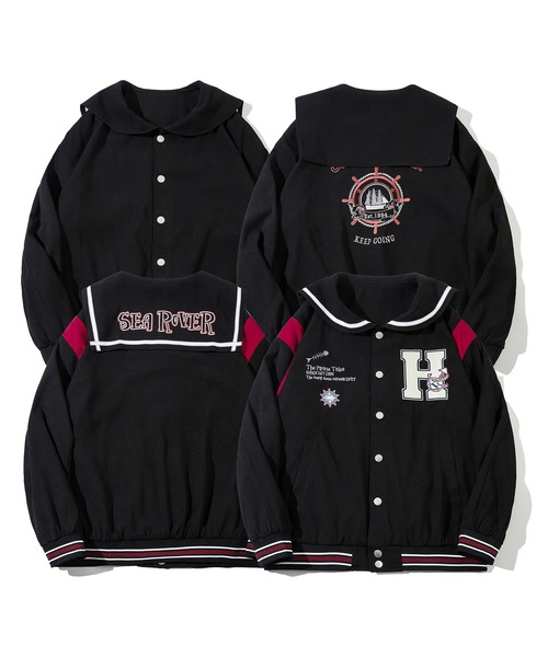 HOOK(フック)の「HOOK -original- リバーシブルセーラーカラーブルゾンジャケット(スタジャン・メンズ・ブラック/ネイビー・XL/L/M)」の5枚目の写真