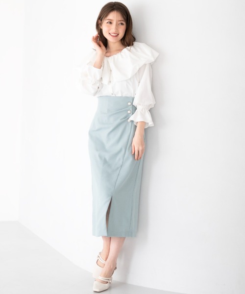 MISCH MASCH(ミッシュマッシュ)の「パールタックタイトスカート/MM417210(スカート・レディース・ブラック/アイボリー/ライトグリーン・S/M)」の3枚目の写真