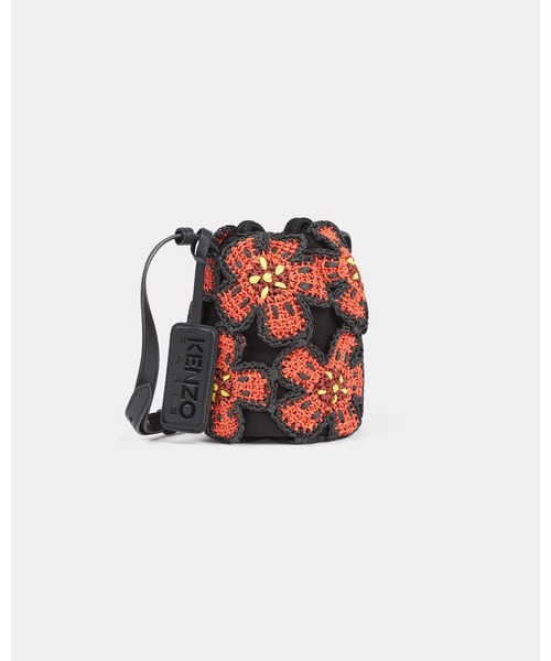'KENZO Beach' ストロー フローラル バケット バッグ