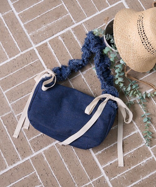 FREAK'S STORE（フリークスストア）の「デニム フリルギャザーリボン バッグ（ハンドバッグ・レディース・ブラック/ネイビー/ナチュラル・ONE SIZE）」の9枚目の写真