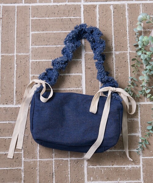 FREAK'S STORE（フリークスストア）の「デニム フリルギャザーリボン バッグ（ハンドバッグ・レディース・ブラック/ネイビー/ナチュラル・ONE SIZE）」の10枚目の写真