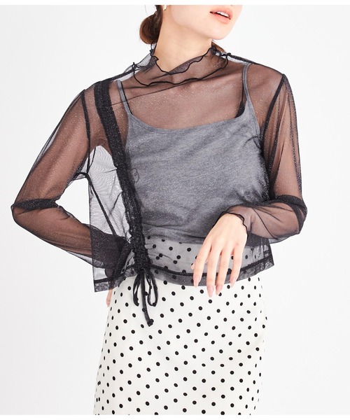 LATINA（ラティーナ）の「ラメチュール シアー シースルー シャーリング ハイネック 長袖（Tシャツ/カットソー・レディース・ブラック・FREE）」の10枚目の写真