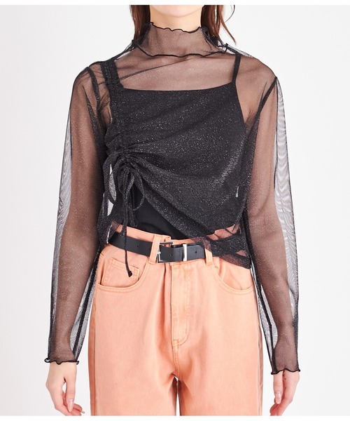 LATINA（ラティーナ）の「ラメチュール シアー シースルー シャーリング ハイネック 長袖（Tシャツ/カットソー・レディース・ブラック・FREE）」の16枚目の写真