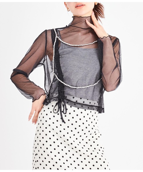 LATINA（ラティーナ）の「ラメチュール シアー シースルー シャーリング ハイネック 長袖（Tシャツ/カットソー・レディース・ブラック・FREE）」の11枚目の写真