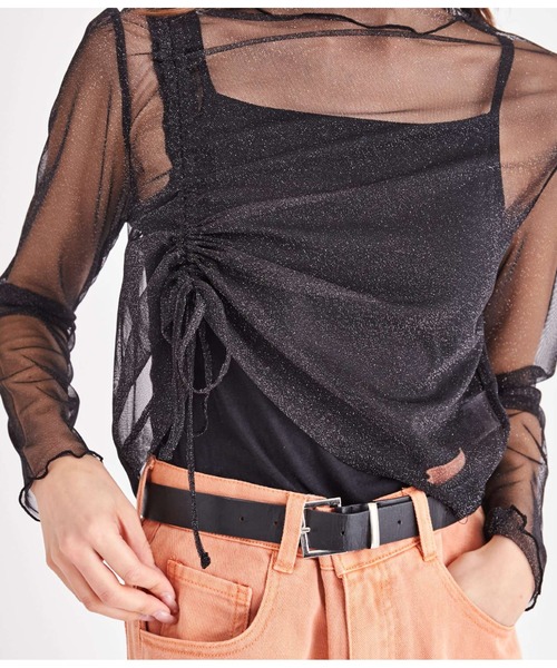 LATINA（ラティーナ）の「ラメチュール シアー シースルー シャーリング ハイネック 長袖（Tシャツ/カットソー・レディース・ブラック・FREE）」の5枚目の写真