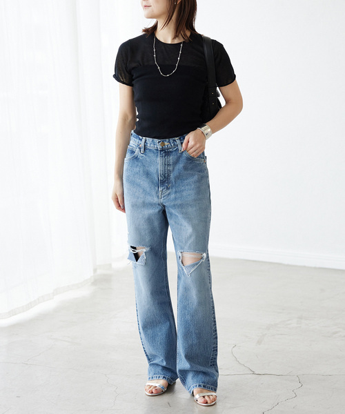 SLOBE IENA(スローブイエナ)の「【LEE/リー】ストレートダメージデニムパンツ(デニムパンツ・レディース・ブルー・36/38)」の5枚目の写真
