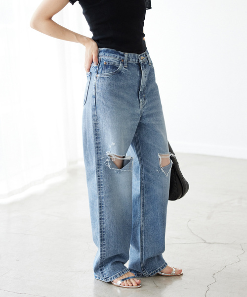 SLOBE IENA(スローブイエナ)の「【LEE/リー】ストレートダメージデニムパンツ(デニムパンツ・レディース・ブルー・36/38)」の7枚目の写真