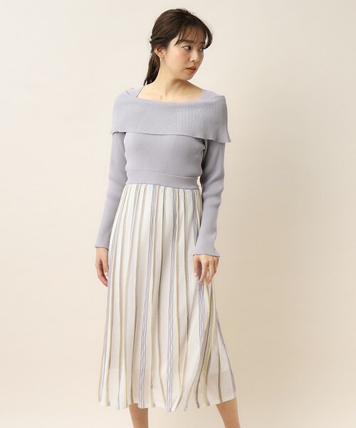 index(インデックス)の「◆ケープカラーニットワンピース【洗濯機洗い可】(ワンピース・レディース・サックスブルー系4/ベージュ系4/チャコール・00)」の3枚目の写真