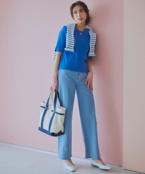 23区 S(ニジュウサンクチイサイサイズ)の「【洗える】コンフォートストレッチ 5分袖 ニット(ニット/セーター・レディース・ベージュ系/オレンジ系/ブルー系/スモーキーグリーン系/ネイビー系・32)」の16枚目の写真