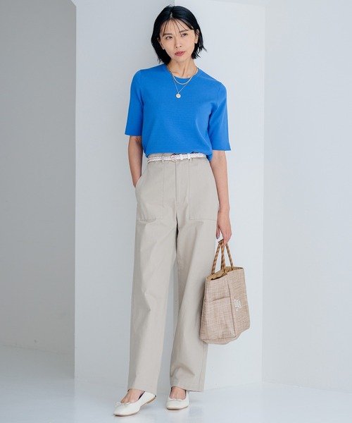 23区 S(ニジュウサンクチイサイサイズ)の「【洗える】コンフォートストレッチ 5分袖 ニット(ニット/セーター・レディース・ベージュ系/オレンジ系/ブルー系/スモーキーグリーン系/ネイビー系・32)」の19枚目の写真