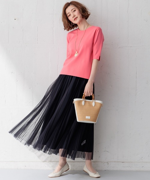 23区 S(ニジュウサンクチイサイサイズ)の「【洗える】コンフォートストレッチ 5分袖 ニット(ニット/セーター・レディース・ベージュ系/オレンジ系/ブルー系/スモーキーグリーン系/ネイビー系・32)」の13枚目の写真