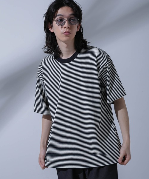 NANO universe(ナノユニバース)の「Anti Soaked(R) 汗染み防止 ボーダークルーネックTシャツ(Tシャツ/カットソー・メンズ・ブラック/ブラウン/ネイビー・S/M/L)」の21枚目の写真