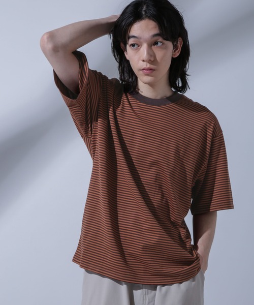 NANO universe(ナノユニバース)の「Anti Soaked(R) 汗染み防止 ボーダークルーネックTシャツ(Tシャツ/カットソー・メンズ・ブラック/ブラウン/ネイビー・S/M/L)」の14枚目の写真