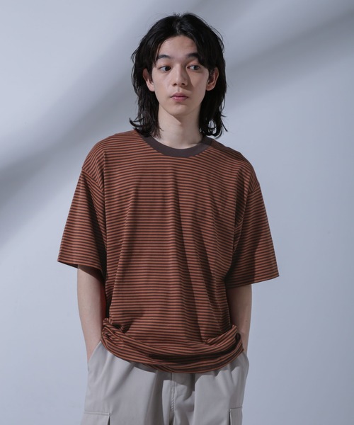 NANO universe(ナノユニバース)の「Anti Soaked(R) 汗染み防止 ボーダークルーネックTシャツ(Tシャツ/カットソー・メンズ・ブラック/ブラウン/ネイビー・S/M/L)」の17枚目の写真