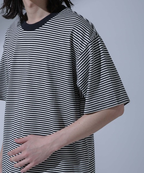 Anti Soaked(R)  汗染み防止 ボーダークルーネックTシャツ Anti Soaked(R) 汗染み防止 ボーダー クルーネック Tシャツ