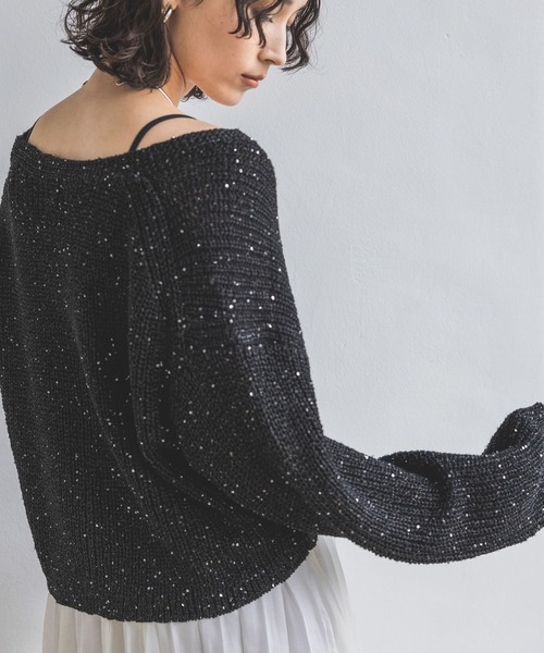 A part by（アパートバイ）の「≪追加2≫スパンコールVネックカーディガン（カーディガン/ボレロ・レディース・グレー/ブラック/ライトベージュ・FREE）」の8枚目の写真