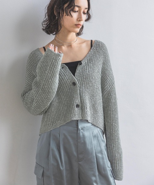 A part by（アパートバイ）の「≪追加2≫スパンコールVネックカーディガン（カーディガン/ボレロ・レディース・グレー/ブラック/ライトベージュ・FREE）」の10枚目の写真