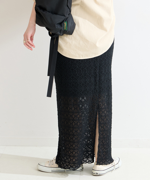 B.C STOCK（ベーセーストック）の「フラワーシャーリングスカート（スカート・レディース・ホワイト/ブラック・FREE）」の16枚目の写真