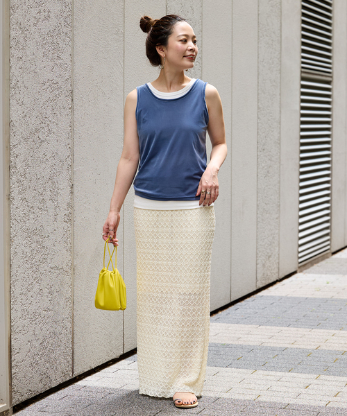 B.C STOCK（ベーセーストック）の「フラワーシャーリングスカート（スカート・レディース・ホワイト/ブラック・FREE）」の14枚目の写真