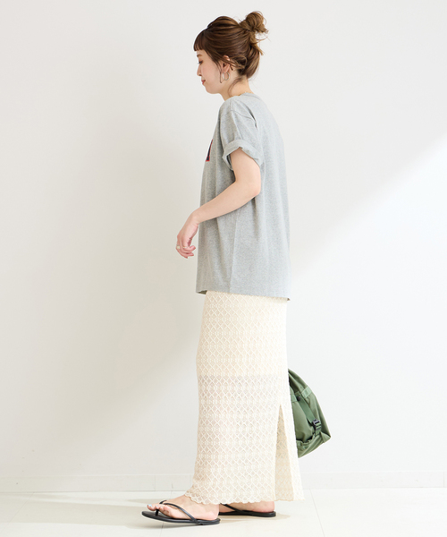 B.C STOCK（ベーセーストック）の「フラワーシャーリングスカート（スカート・レディース・ホワイト/ブラック・FREE）」の5枚目の写真