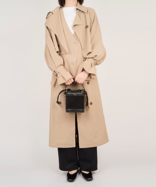 CHRISTIAN VILLA（クリスチャンヴィラ）の「【CHRISTIAN VILLA/クリスチャンヴィラ】バケツバッグ　巾着バッグ　2WAY（ショルダーバッグ・レディース・ブラック/チャコールグレー・FREE）」の6枚目の写真