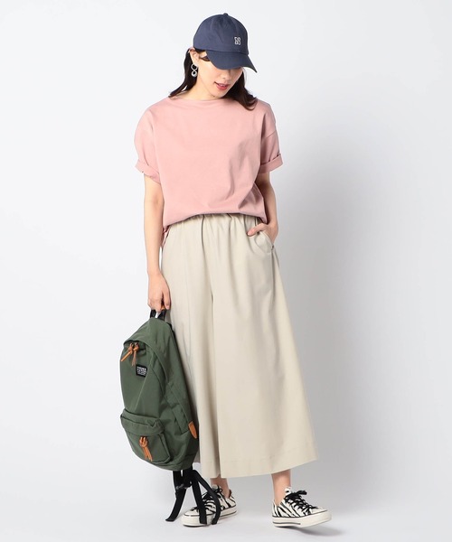 Grand PARK（グランドパーク）の「日本製 デラヴェ天竺 半袖Ｔシャツ　シーズンカラー（Tシャツ/カットソー・レディース・ベージュ/ライトグリーン/ベビーピンク・FREE）」の4枚目の写真