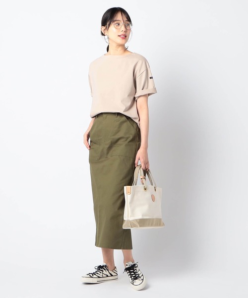 Grand PARK（グランドパーク）の「日本製 デラヴェ天竺 半袖Ｔシャツ　シーズンカラー（Tシャツ/カットソー・レディース・ベージュ/ライトグリーン/ベビーピンク・FREE）」の5枚目の写真