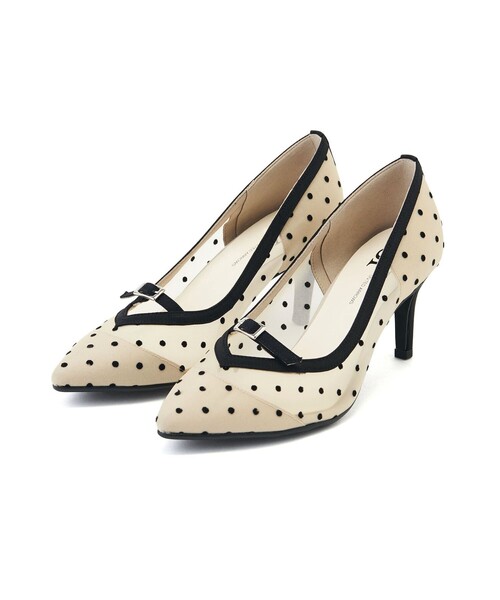 SY UNITED ARROWS（シーユナイテッドアローズ）の「＜SY＞ベルトドットチュール パンプス70●↑（パンプス・レディース・ブラック/ベージュ・22cm/22.5cm/23cm/23.5cm/24cm/24.5cm/25cm）」の3枚目の写真