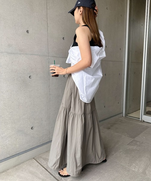 アイボリーフレアスカートと帽子セット ダンボールフレアスカート