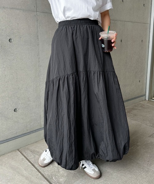 andme(アンドミー)の「ナイロンタフタティアードフレアスカート(スカート・レディース・ブラック/オフホワイト/グレー/ライトグリーン・M/L)」の14枚目の写真