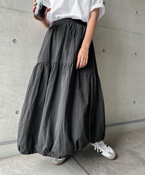 andme(アンドミー)の「ナイロンタフタティアードフレアスカート(スカート・レディース・ブラック/オフホワイト/グレー/ライトグリーン・M/L)」の16枚目の写真