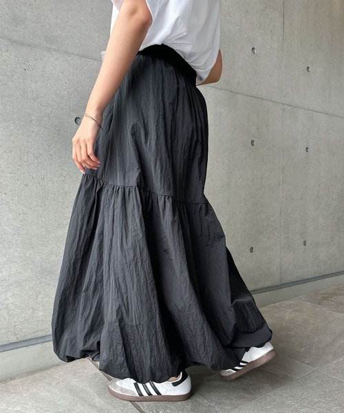 andme(アンドミー)の「ナイロンタフタティアードフレアスカート(スカート・レディース・ブラック/オフホワイト/グレー/ライトグリーン・M/L)」の17枚目の写真