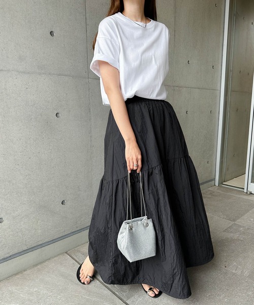 andme(アンドミー)の「ナイロンタフタティアードフレアスカート(スカート・レディース・ブラック/オフホワイト/グレー/ライトグリーン・M/L)」の13枚目の写真