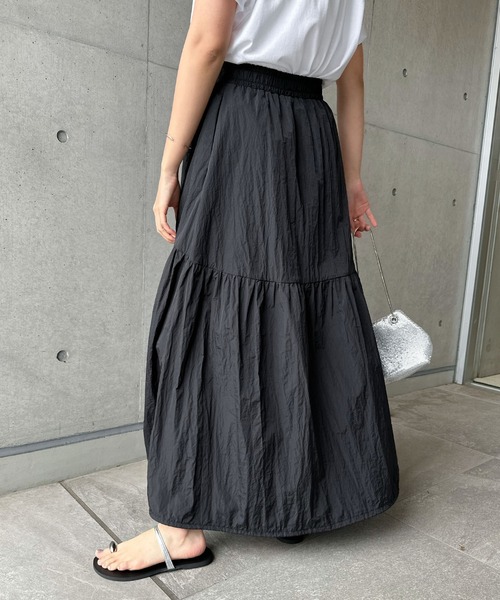 andme(アンドミー)の「ナイロンタフタティアードフレアスカート(スカート・レディース・ブラック/オフホワイト/グレー/ライトグリーン・M/L)」の12枚目の写真