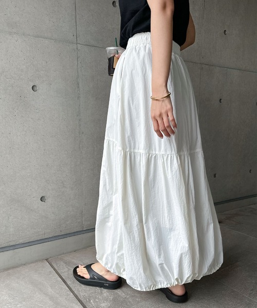 andme(アンドミー)の「ナイロンタフタティアードフレアスカート(スカート・レディース・ブラック/オフホワイト/グレー/ライトグリーン・M/L)」の9枚目の写真