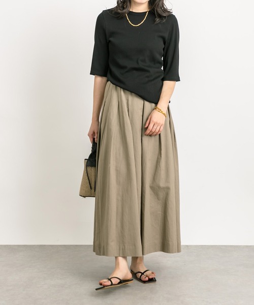 RIVE DROITE(リヴドロワ)の「テレコ5分袖Tシャツ(Tシャツ/カットソー・レディース・オフホワイト/ライトグレー/ブラック・FREE)」の11枚目の写真