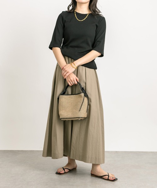 RIVE DROITE(リヴドロワ)の「テレコ5分袖Tシャツ(Tシャツ/カットソー・レディース・オフホワイト/ライトグレー/ブラック・FREE)」の12枚目の写真