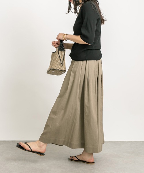 RIVE DROITE(リヴドロワ)の「テレコ5分袖Tシャツ(Tシャツ/カットソー・レディース・オフホワイト/ライトグレー/ブラック・FREE)」の13枚目の写真