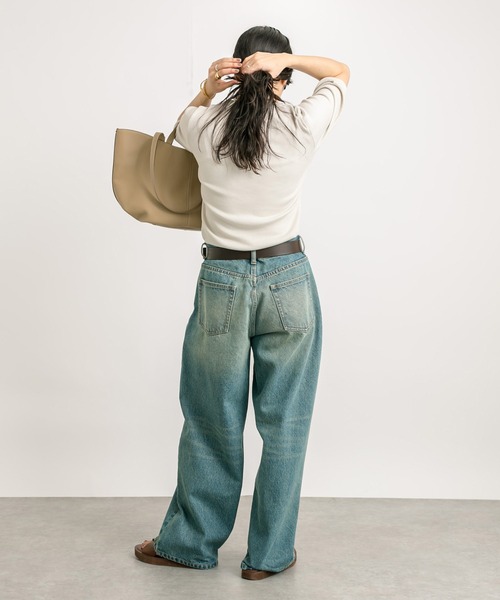 RIVE DROITE(リヴドロワ)の「テレコ5分袖Tシャツ(Tシャツ/カットソー・レディース・オフホワイト/ライトグレー/ブラック・FREE)」の21枚目の写真