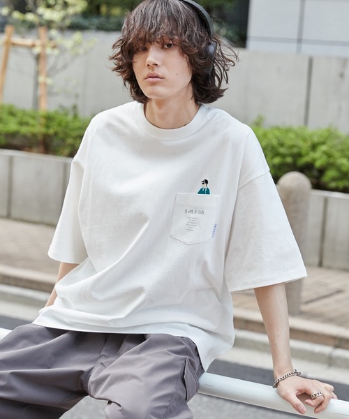 WEGO(ウィゴー)の「WEGO/CITY BOYS ポケットT(Tシャツ/カットソー・メンズ・ブラック/ホワイト・LARGE/MEDIUM)」の2枚目の写真