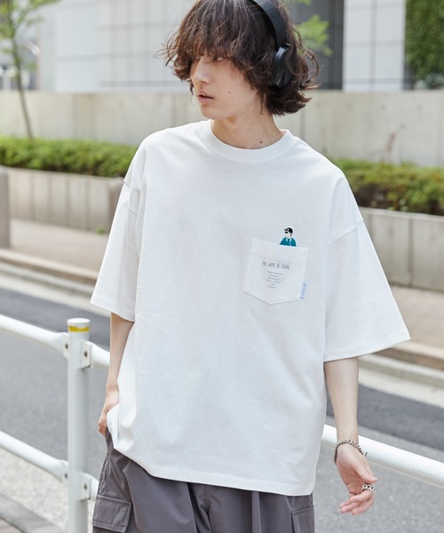 WEGO(ウィゴー)の「WEGO/CITY BOYS ポケットT(Tシャツ/カットソー・メンズ・ブラック/ホワイト・LARGE/MEDIUM)」の6枚目の写真