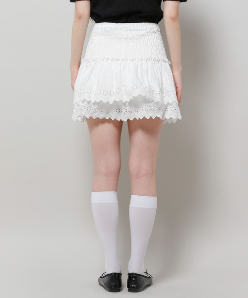 3.3 Field Trip （3.3フィールドトリップ）の「3.3 Field Trip／シャーリングレーススカート（裏地あり）（スカート・レディース・ブラック/ホワイト・FREE）」の16枚目の写真