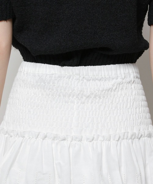 3.3 Field Trip （3.3フィールドトリップ）の「3.3 Field Trip／シャーリングレーススカート（裏地あり）（スカート・レディース・ブラック/ホワイト・FREE）」の18枚目の写真