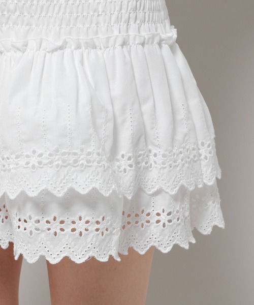 3.3 Field Trip （3.3フィールドトリップ）の「3.3 Field Trip／シャーリングレーススカート（裏地あり）（スカート・レディース・ブラック/ホワイト・FREE）」の19枚目の写真