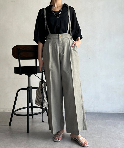 Chez toi（シェトワ）の「サス付ワイドパンツ（その他パンツ・レディース・ブラック/グレイッシュベージュ/ブルー・FREE）」の3枚目の写真