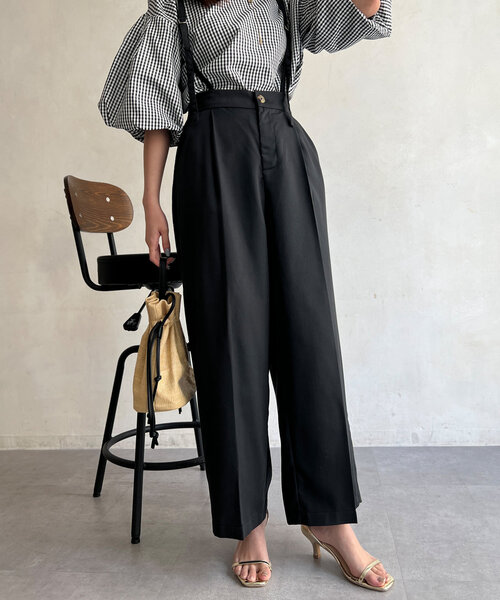 Chez toi（シェトワ）の「サス付ワイドパンツ（その他パンツ・レディース・ブラック/グレイッシュベージュ/ブルー・FREE）」の5枚目の写真