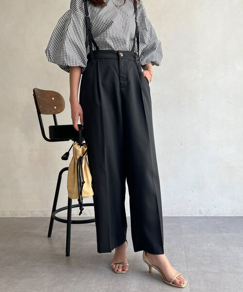 Chez toi（シェトワ）の「サス付ワイドパンツ（その他パンツ・レディース・ブラック/グレイッシュベージュ/ブルー・FREE）」の6枚目の写真