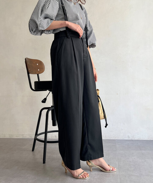 Chez toi（シェトワ）の「サス付ワイドパンツ（その他パンツ・レディース・ブラック/グレイッシュベージュ/ブルー・FREE）」の7枚目の写真